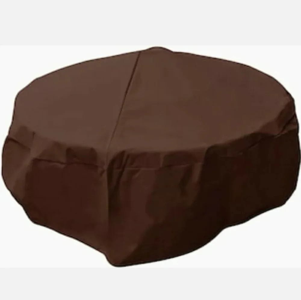 Elemental Round Firepit Cover Brown Water Resistant UV Protected Heavy Duty 38”